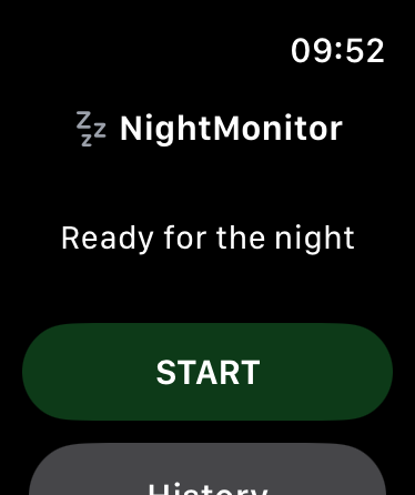 NightMonitor home screen