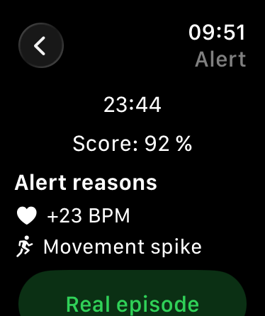NightMonitor alert screen